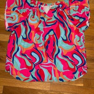 SHEIN Multicolor Abstract Blouse